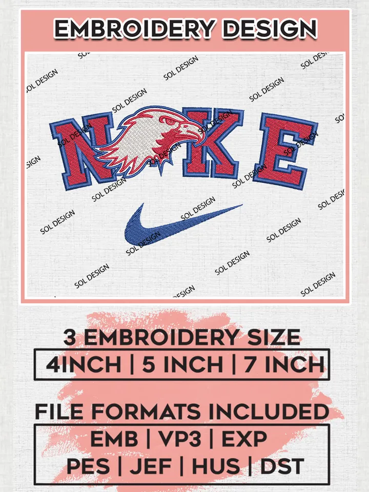 Nike American University Eagles Machine Embroidery Design, NCAA American University Eagles Embroidery Design Design files, NCAA Embroidery Designs, NCAA Machine Embroidery Designs, Digital Download