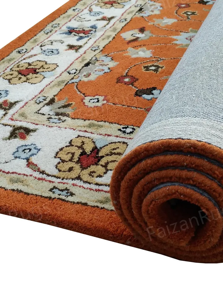 8x10 Abushan Floral Rug Hand Tufted Area Rug Handmade 100% Wool Carving Rugs for Home Living Dining Bedroom Office 8x10 8x11 9x12 12x15
