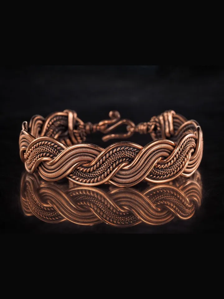 Woven copper wire bracelet Antique style handcrafted copper jewelry Unique gift