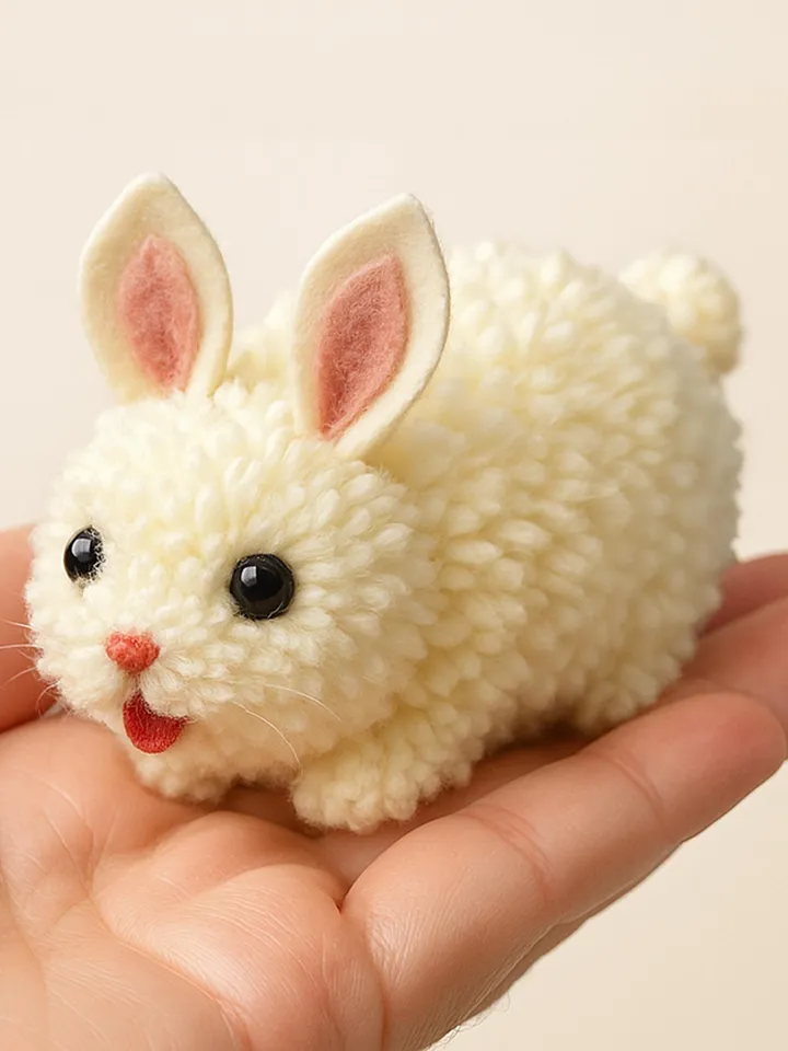 Pom Pom Bunny DIY Pattern Tutorial, Easy Rabbit Craft Tutorial for Easter Decorations, Handmade Rabbit Decoration, Instant Download