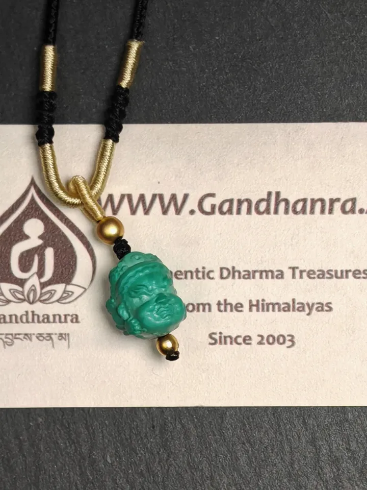Optimized Turquoise Mahakala Amulet, Gandhanra Hand Carved Tibetan Protective Charm,Spiritual Necklaces