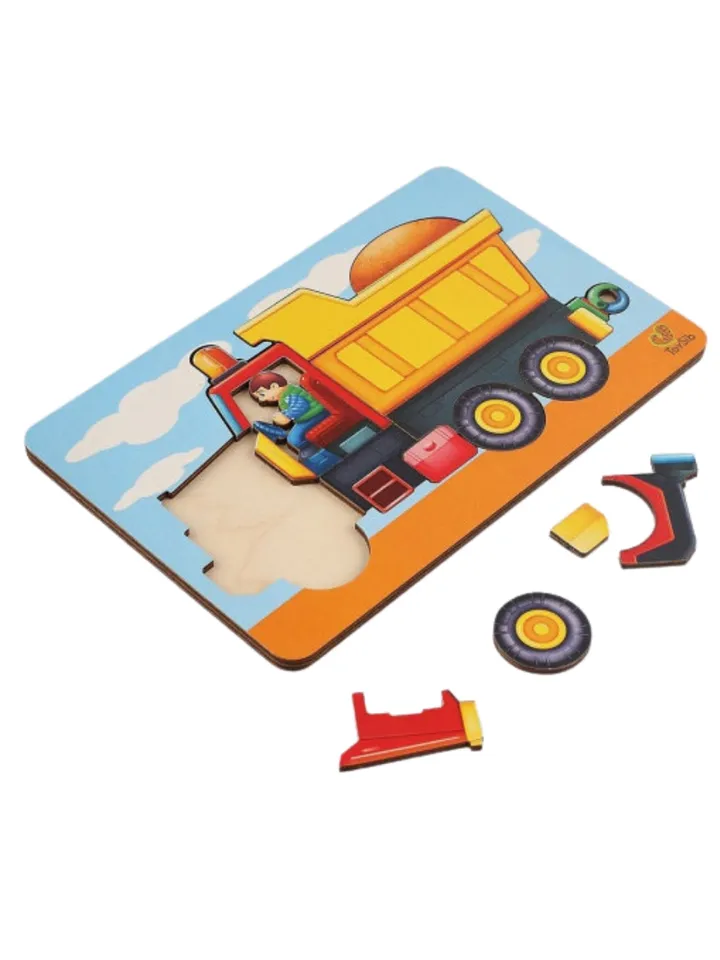 Wooden Puzzle - dump truck, Toddler Toys Age 3 4 5 year, Wood Montessori