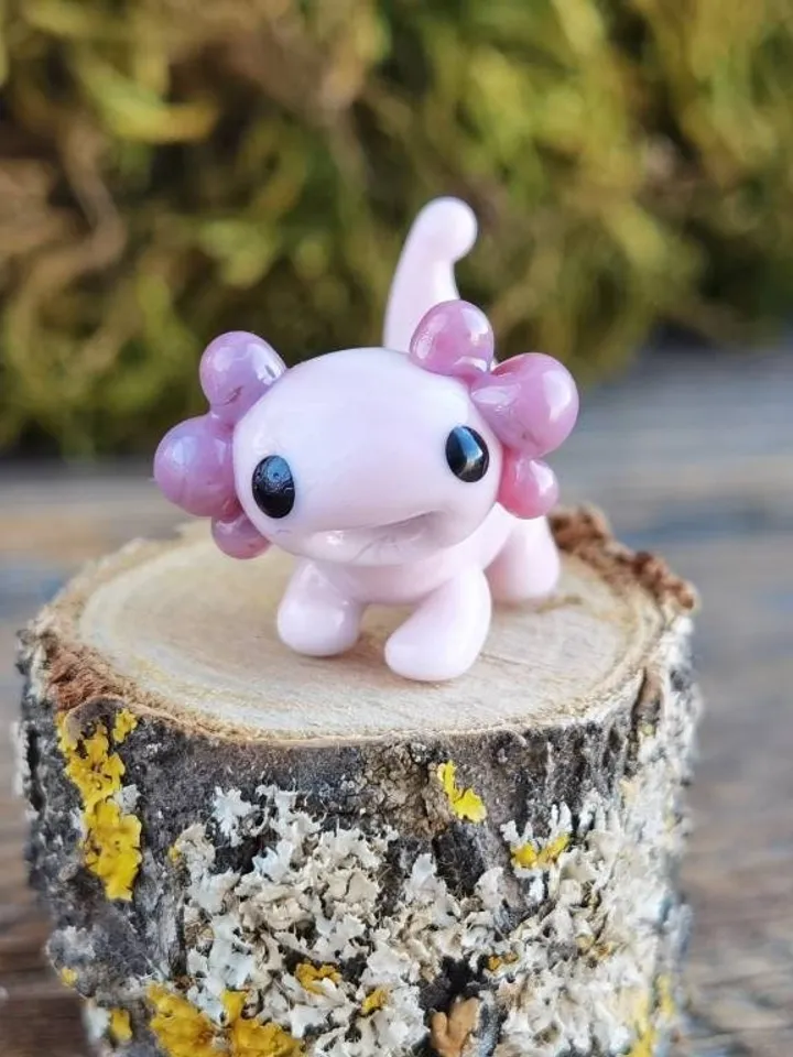 Glass axolotl figurine Tiny axolotl gifts miniature axolotl decor Blown glass art axolotl ornaments Axolotl Aquarium decor Tank Fish