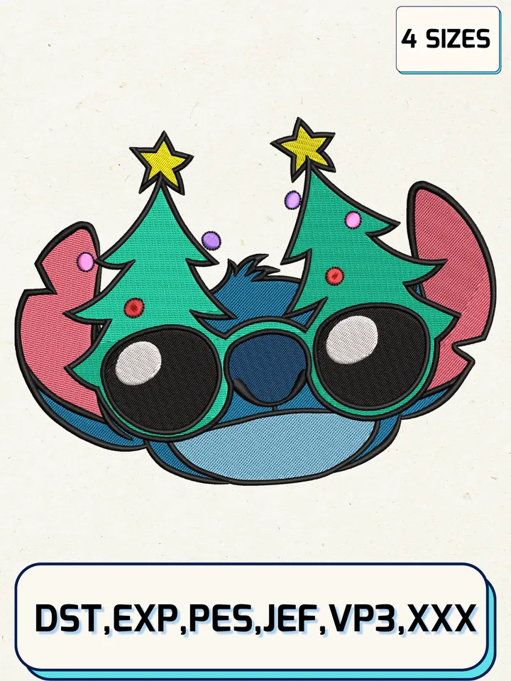 Funny Stitch Christmas Embroidery Design Files,Christmas Embroidery Designs,Machine Embroidery Files,4 Sizes