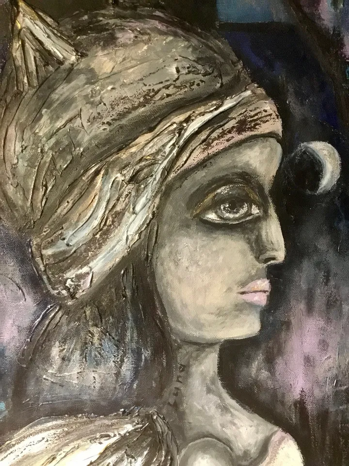Luna,fantasy doll painting on canvas,original acrylic painting,fantasy woman painting,canvas wall art,one of a kind artwork.