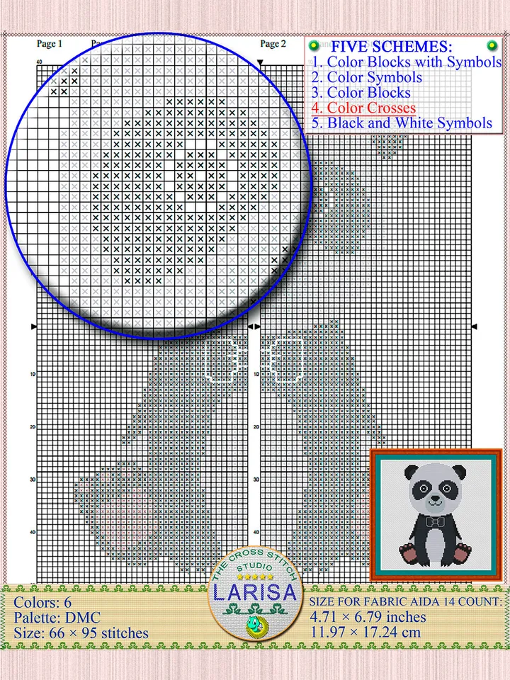 Panda Cross Stitch Pattern | Cute Panda Bear Chart
