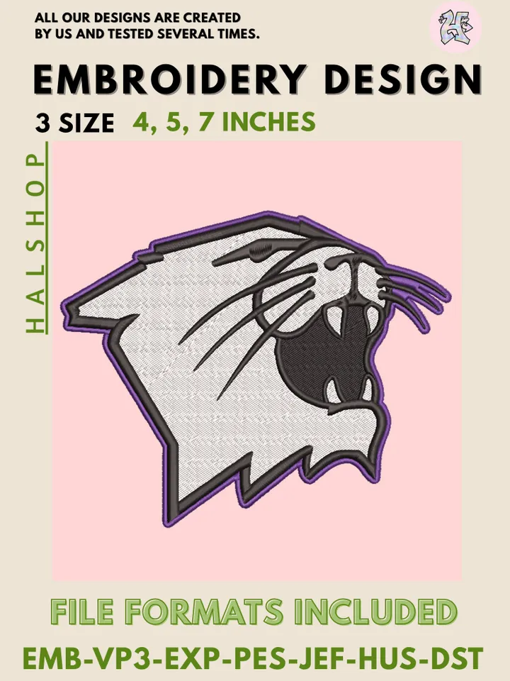 NCAA Northwestern Wildcats Round Logo Embroidery Design – College Sports Team Machine Embroidery Files, Digital Download for Instant Use