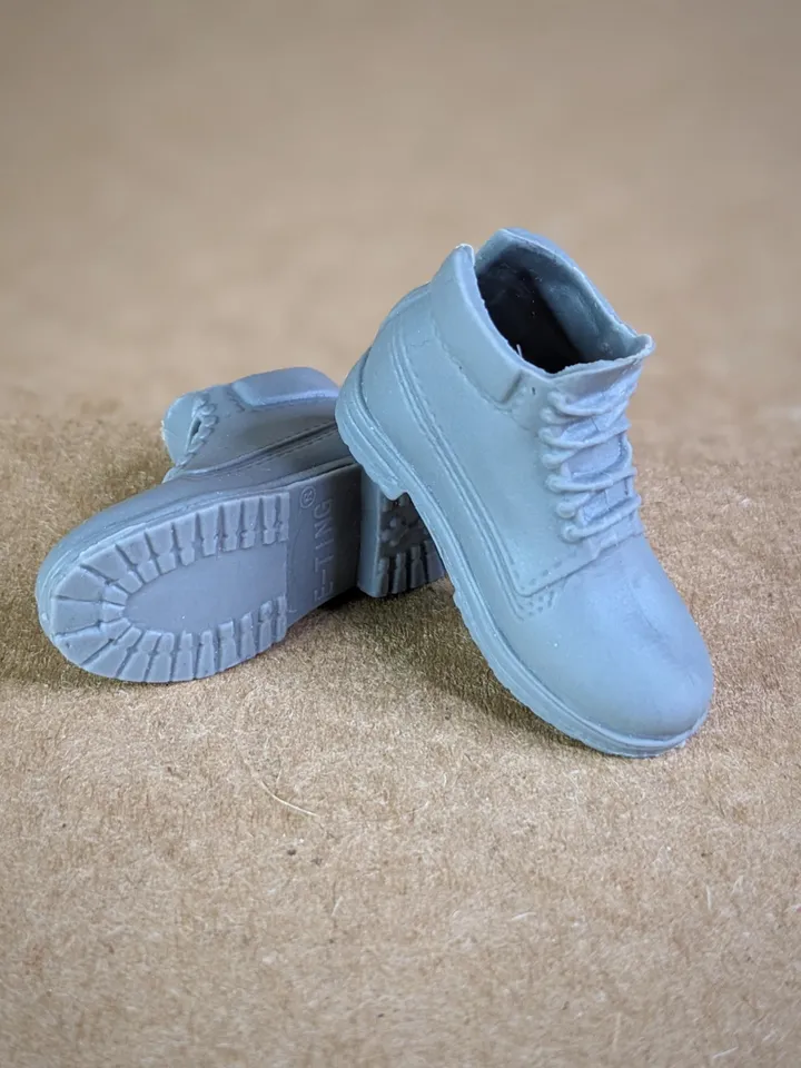 Classic gray resin hiking boots for 1/6 scale male dolls