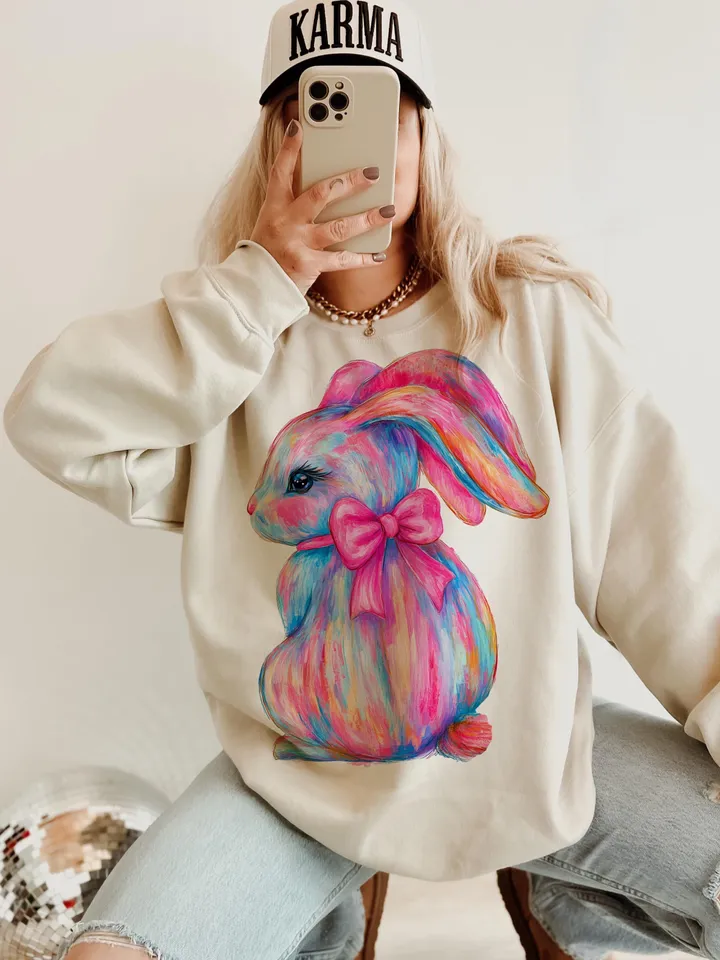 Brushstroke Bunny Easter Png, Bunny Coquette Bow Png, Pink Bunny Png, Brushstroke Coquette Easter Png, Girls Easter Png, Preppy Easter Png