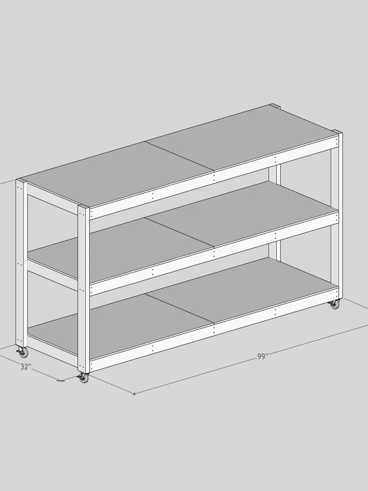 DIY 32x96 Movable Garage Shelves Plans, PDF