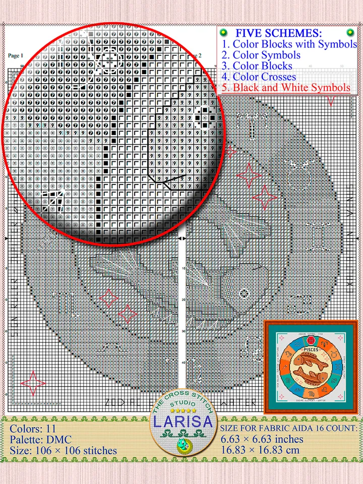 Pisces Cross Stitch Pattern | Pisces Zodiac Sign