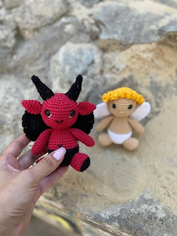 PDF Crochet SET Angel and Devil Pattern, Amigurumi Angel, Crochet Halloween Pattern Amigurumi Devil Crochet animal Halloween Monster pattern