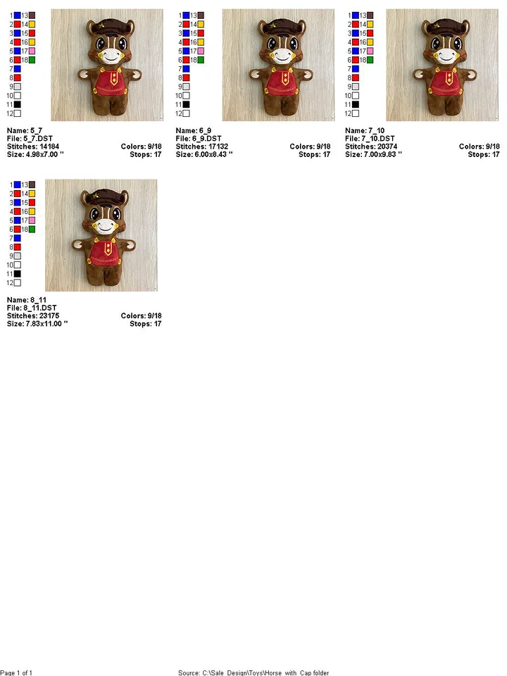 ITH Cute Horse toy soft stuffed in the Hoop Digital Design for Machine Embroidery