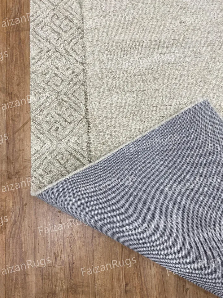 8x10 Handcrafted Tufted Carpet |Beige-colored Area rug | Wool Carpet | Living Room Bedroom Hall Dining Room Indoor Use Any Room 7x10,9x12