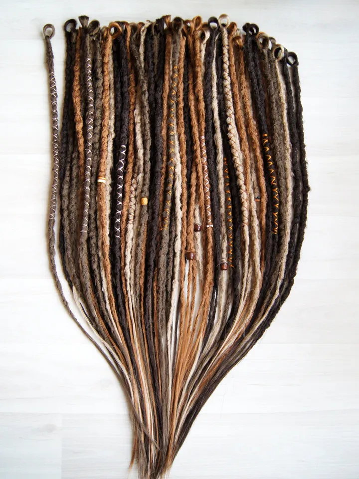 Brown Blonde Ginger Dreadlock Extensions Boho Beads Wraps Single Double Ended Synthetic Faux Locs Hair