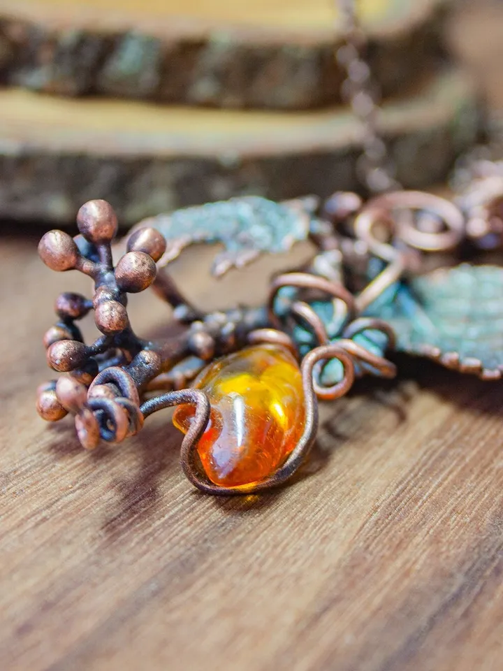 Copper handmade real leaf pendant, nature jewelry, original necklace, great gift for her, electroforming