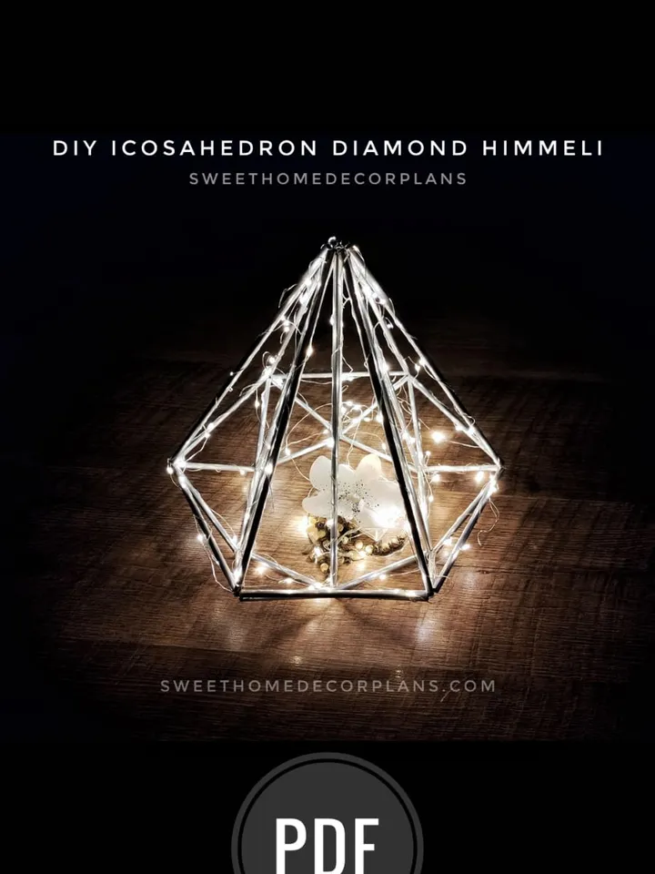 DIY Christmas geometric diamond icosahedron himmeli for wedding centerpieces pdf. Bridal shower & stellar wedding decor, party home decor. Tutorial pdf
