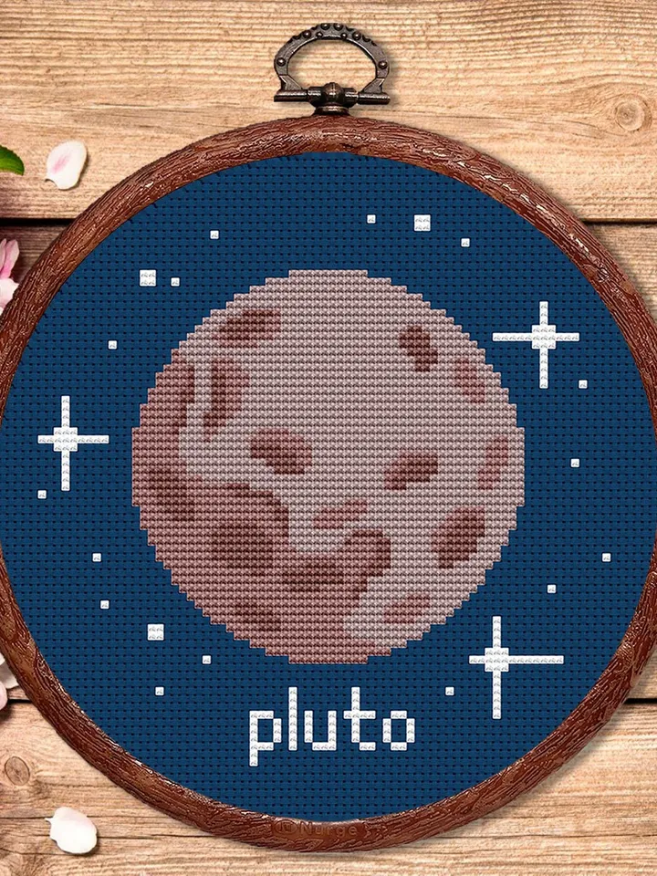 Pluto Cross Stitch Pattern, Planets Cross Stitch Pattern, Pluto Pattern, Space Cross Stitch Pattern, Solar System Patterns #spc009