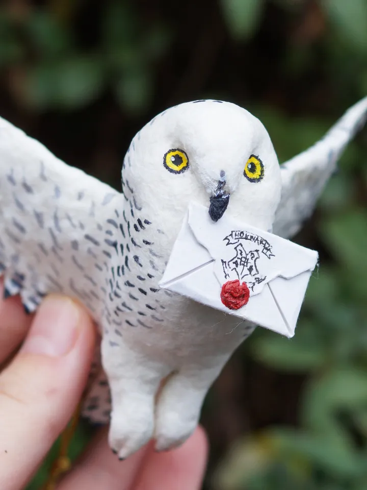 Polar Owl spun cotton Christmas ornament