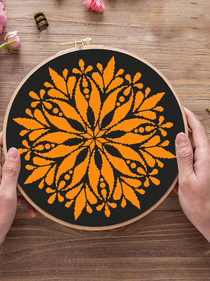 Mandala set cross stitch pattern PDF Monochrome mandala pattern instant download PDF, Flower mandala cross stitch chart, DIY Home decor #S46