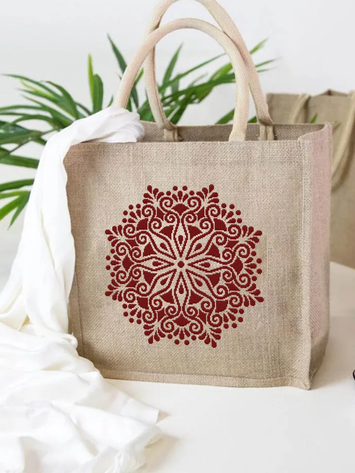 Mandala cross stitch pattern download PDF Flower mandala pattern digital Monochrome cross stitch chart Floral ornament embroidery PDF #M104