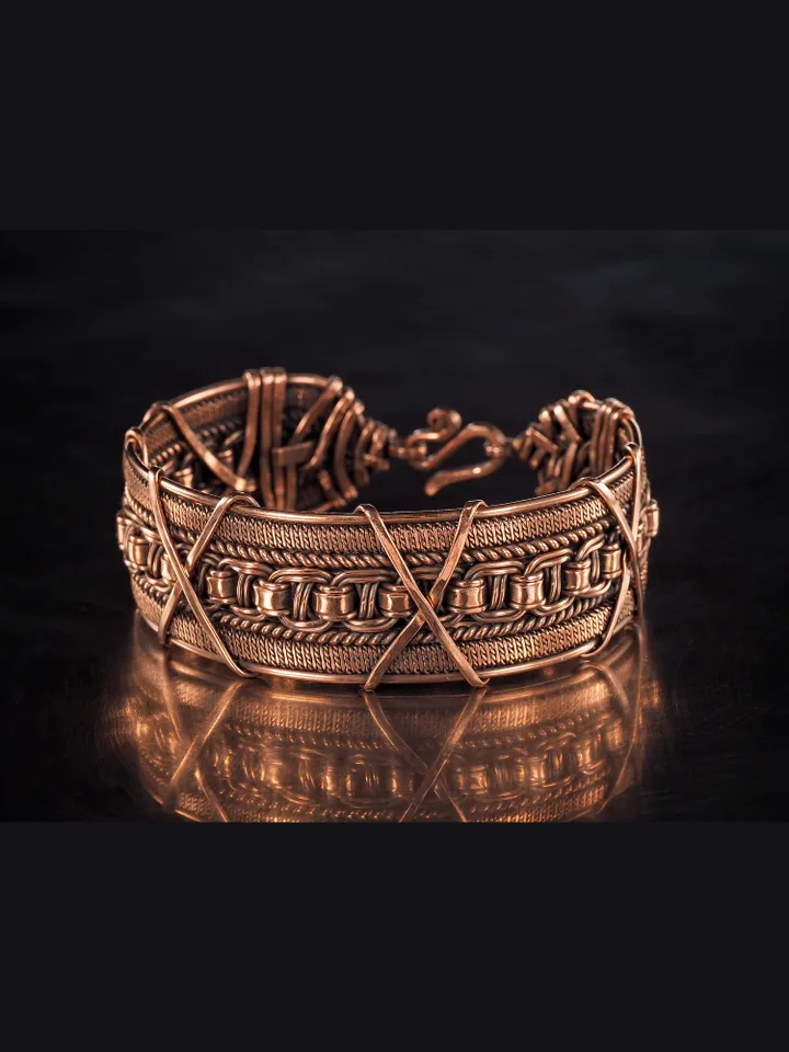 Woven copper wire bracelet Antique style handcrafted copper jewelry Unique gift
