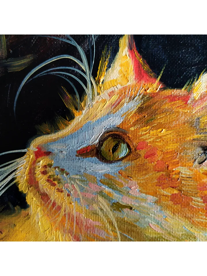 Cat painting Animal Original Art Ginger Cat Artwork fine art canvas oil painting