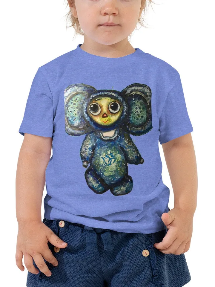 Cheburashka Toddler Short Sleeve Tee,russian toy unique design toddler t shirt,handmade special wearable  gift for kids.