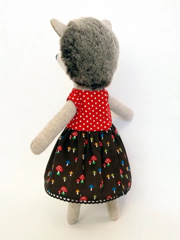 Hedgehog girl, wool plush animal toy, stuffed soft doll, hedgehog fabric toy