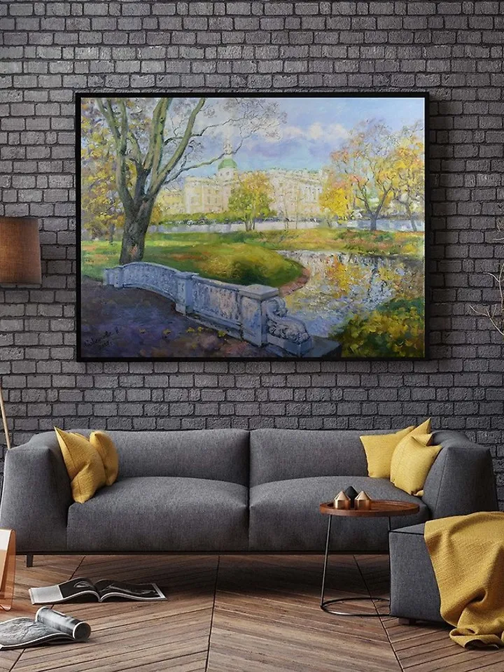 Petersburg Painting Cityscape Original Art Impression Autumn Artwork Canvas Oi