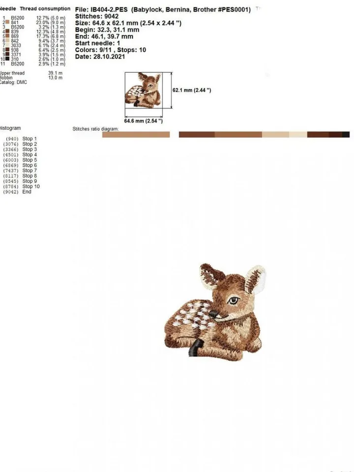 Fawn and fawn brooch machine embroidery designs Digital embroidery pattern Animal embroidery motif Embroidery design for children