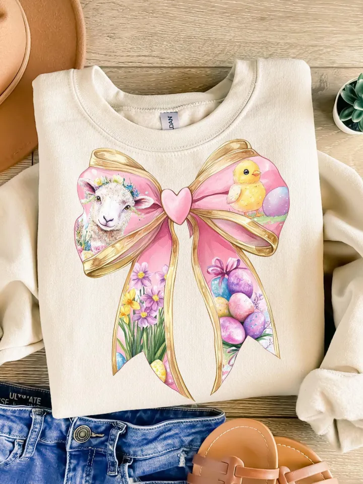 Easter Coquette PNG, Happy Easter Png, Bunny Bow Png, Retro Easter Png, Easter Bunny Png, Floral Spring Png,Easter Shirt Design, Girl Easter