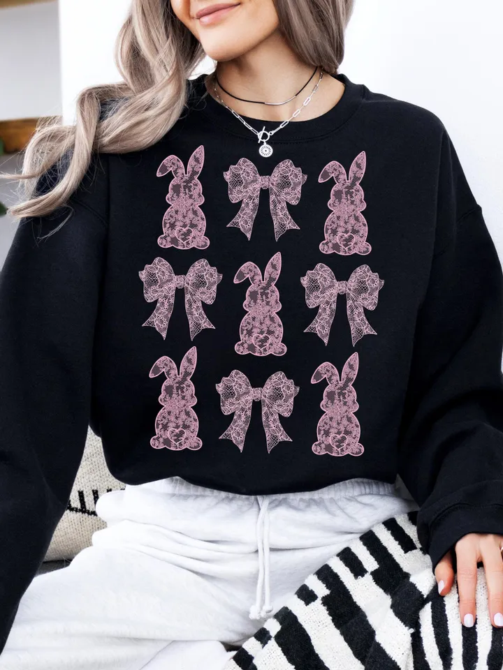 Lace Easter Bunny Coquette PNG, Happy Easter Png, Retro Checkered Easter Png, Chinoiserie Bunny Png, Lace Coquette Easter Coquette Png