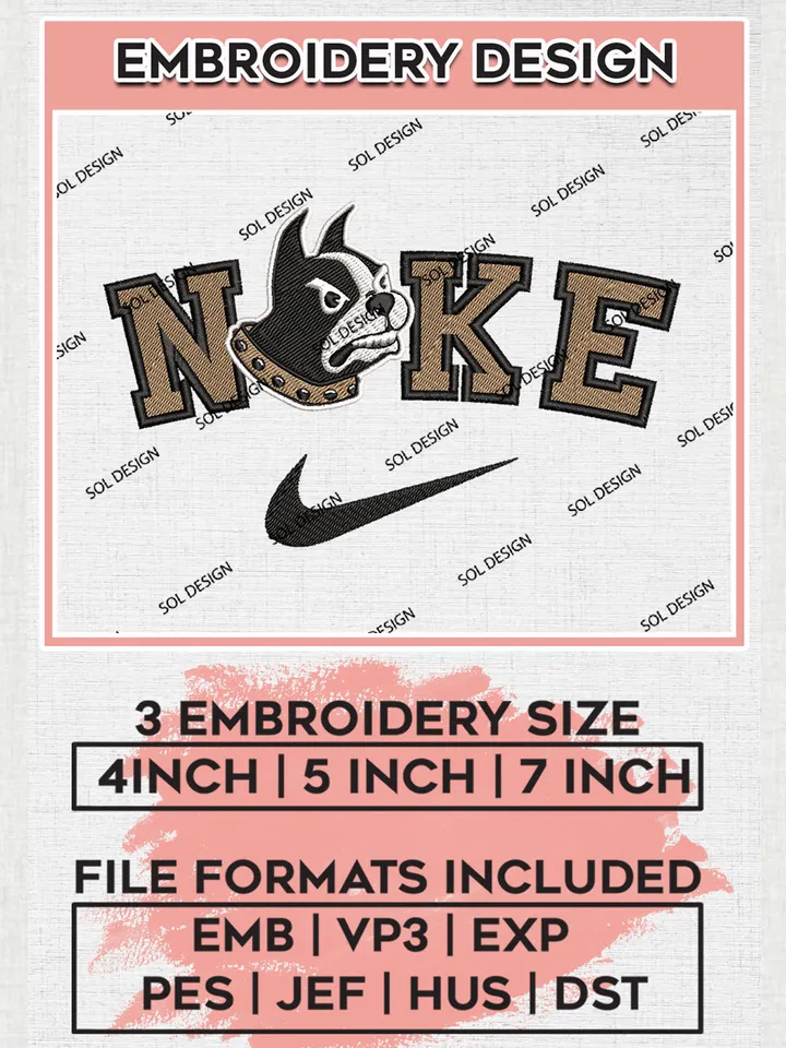 Nike Wofford Terriers Machine Embroidery Design, NCAA Wofford Terriers Embroidery Design Design files, NCAA Embroidery Designs, NCAA Machine Embroidery Designs, Digital Download