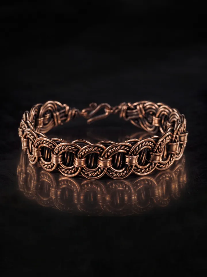 Woven copper wire bracelet Antique style handcrafted copper jewelry Unique gift
