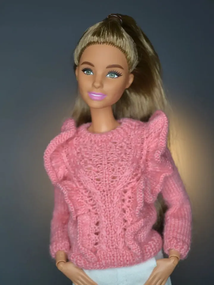 Clothes for Barbie dolls, knitted sweater for dolls