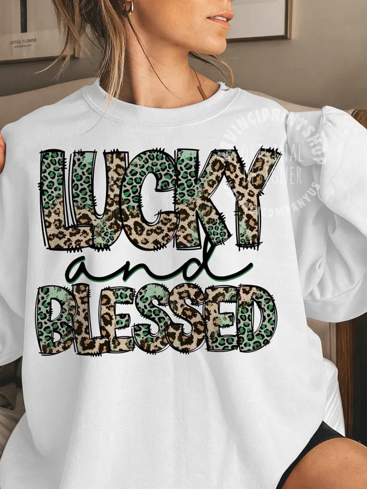 St. Patrick's Day Png, Lucky Png, Blessed png, Retro St. Patty's Day Png, Green Leopard, Retro Png, Sublimation Design, Digital Download