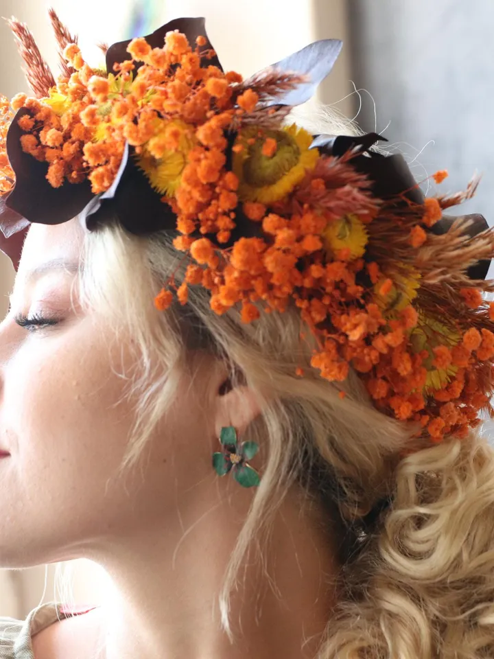 natural flower crown, autumn leaf crown,Rustic Crown, bridal hair accessories, bridal leaf crown, authentic hair crown, gothic hair crown