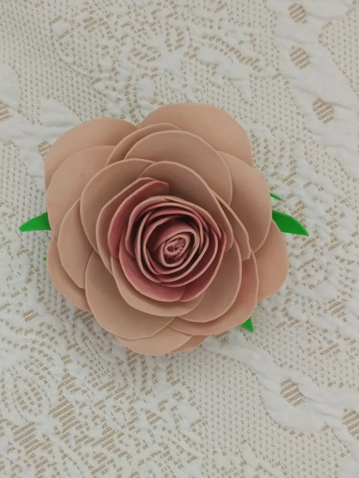 Elegant brooch pin beige rose by hand, made in 1 copy/gift for her/flowers women's accessories/mother Day gifts/grandma gift