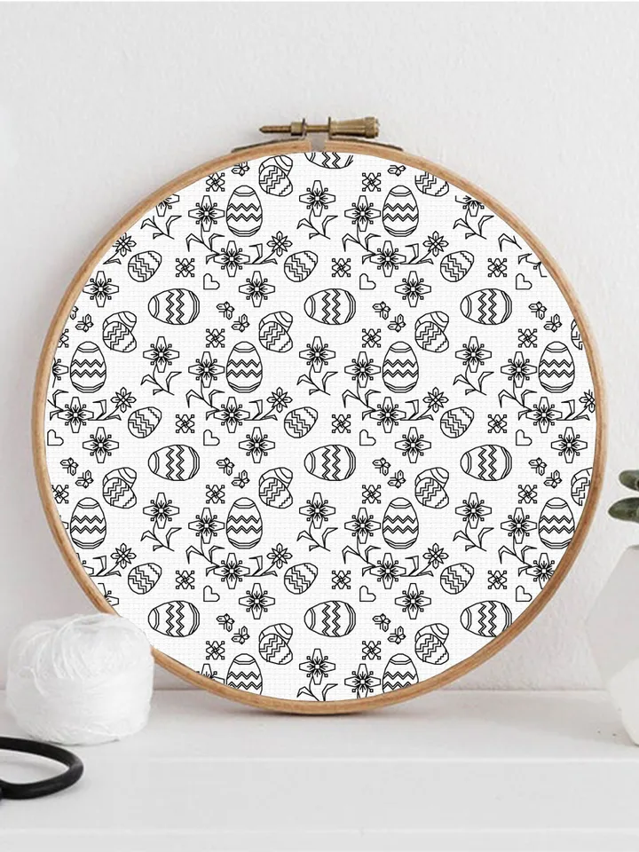 Easter sampler blackwork pattern PDF Monochrome backstitch repeating pattern embroidery, Blackwork embroidery download PDF, Easter eggs #W17