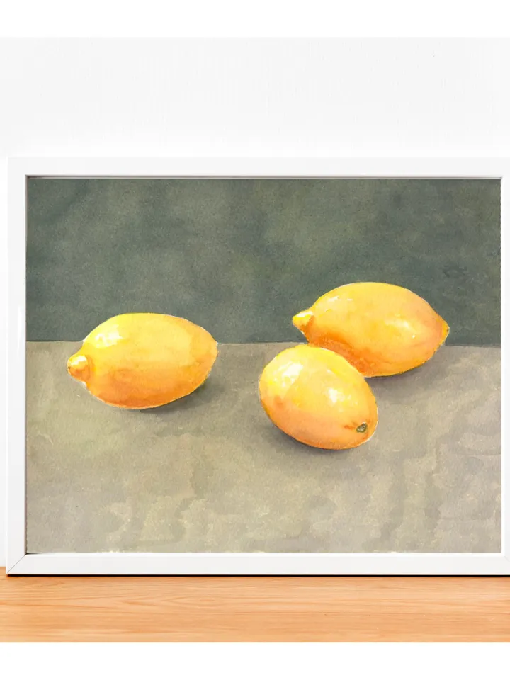 Lemons Still Life, Modern Citrus Art Print, Kitchen Decor, Lemon Wall Art, Minimalist Lemon Art, Lemon Wall Art, Abstract Art Print