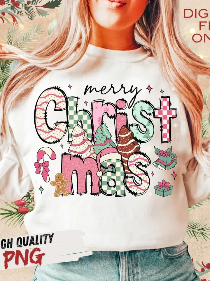Merry Christmas png, christmas tree png, pink christmas png, retro christmas png, Christmas vibes png, merry christmas y'all png, merry png