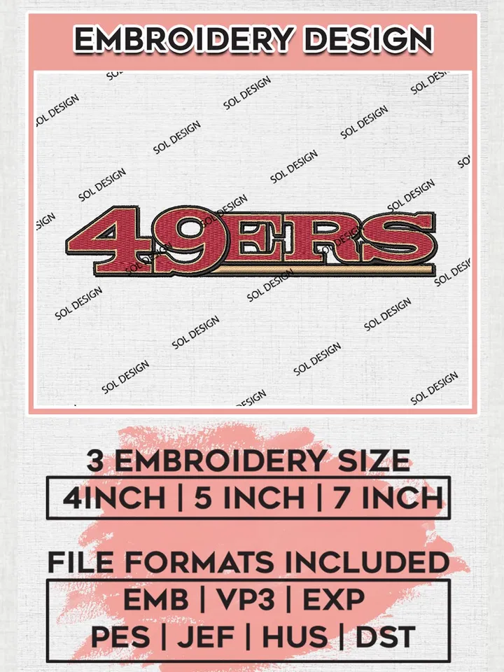 NFL San Francisco 49ers Wordmark Logo Embroidery Designs, NFL 49ers Embroidery Designs, NFL Embroidery Designs, NFL San Francisco 49ers Machine Embroidery Design, Digital Download