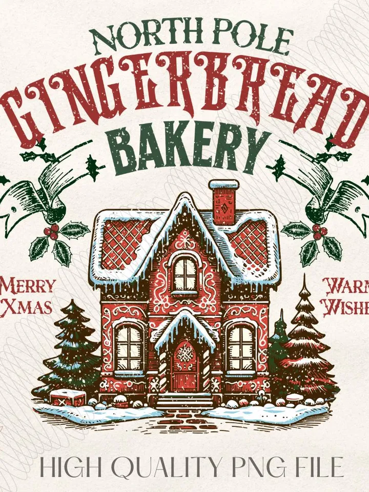 Gingerbread Christmas PNG, Christmas png, Retro Christmas png, Christmas Shirt, Gingerbread Png, Sublimation Designs, Christmas Sublimation