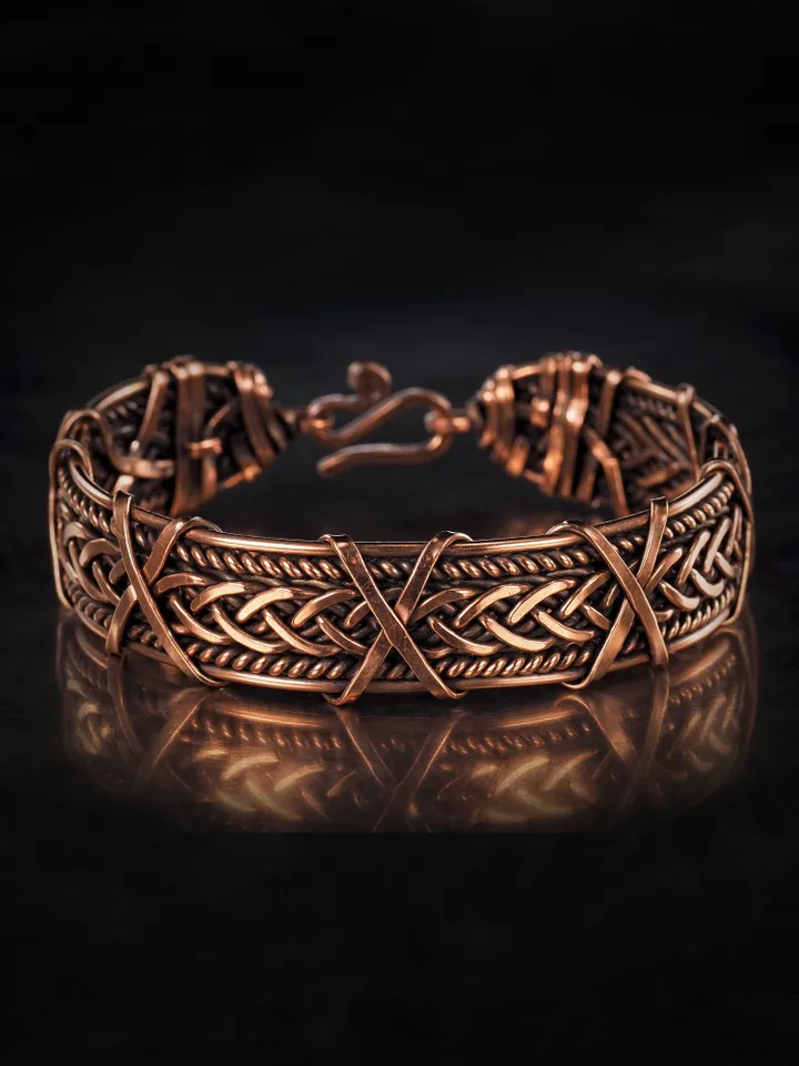 Woven copper wire bracelet Antique style handcrafted copper jewelry Unique gift