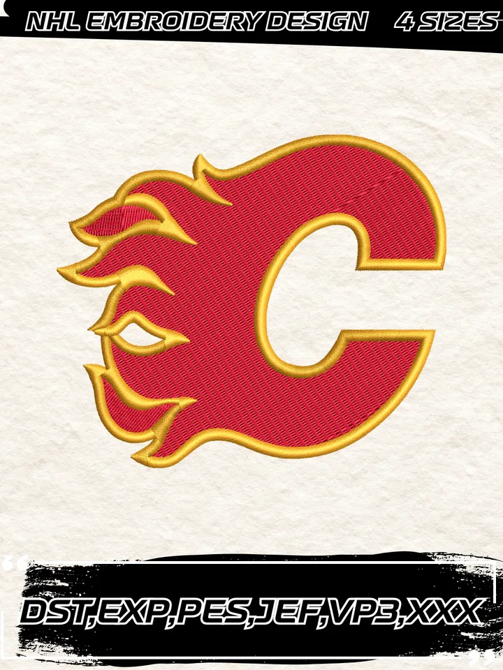 Calgary Flames Logos Embroidery Designs,NHL Logo Embroidery Files, Machine Embroidery Design File, 4 Sizes,Digital Download