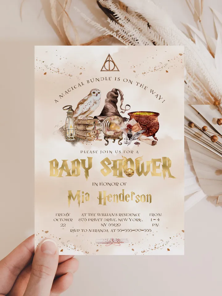 DIY Wizarding World Baby Shower iNVITATION; Magic School Baby Shower Template; School of Wizard Baby Shower invitation template; wP66