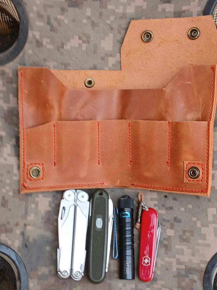 Leather Knife Bag, Multitool, Flashlight Holster, Sheath, Tactical Pen, Organizer, Multitool Sheath Bag Purse, Handmade Leather Bag, EDC Bag