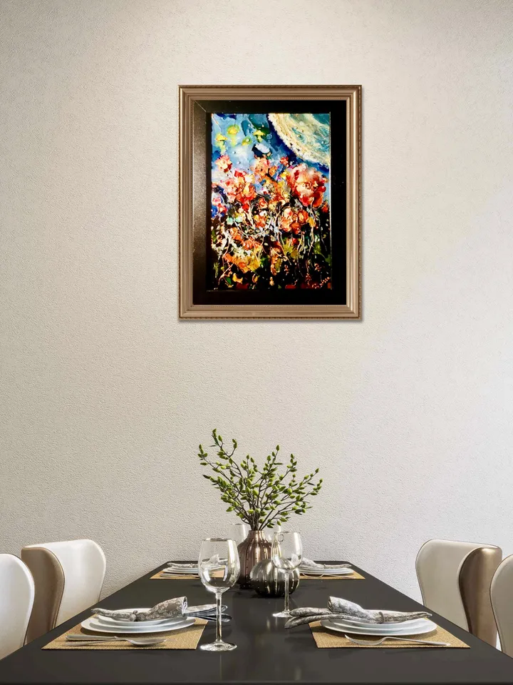Foreign flowers fantasy Photo paper poster made with my original glass artwork