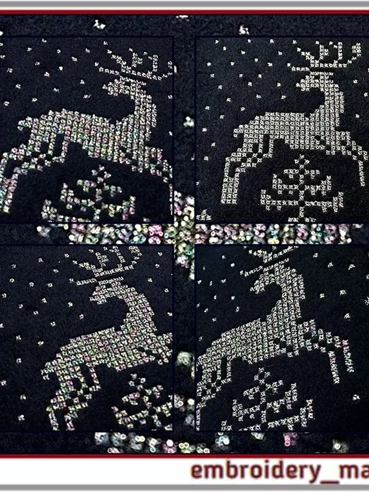 Deer French cross stitch Machine embroidery design